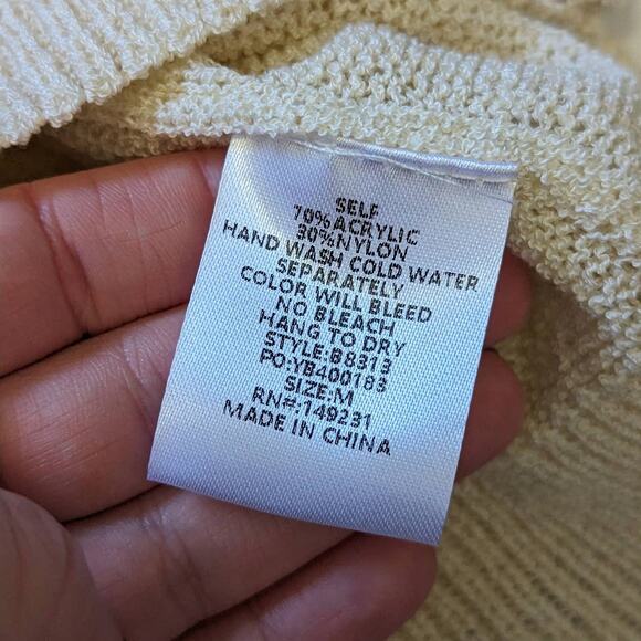 Cherry Print Textured Pullover Sweater Sheer Long Sleeve Kori Womens Medium Top - Picture 6 of 6